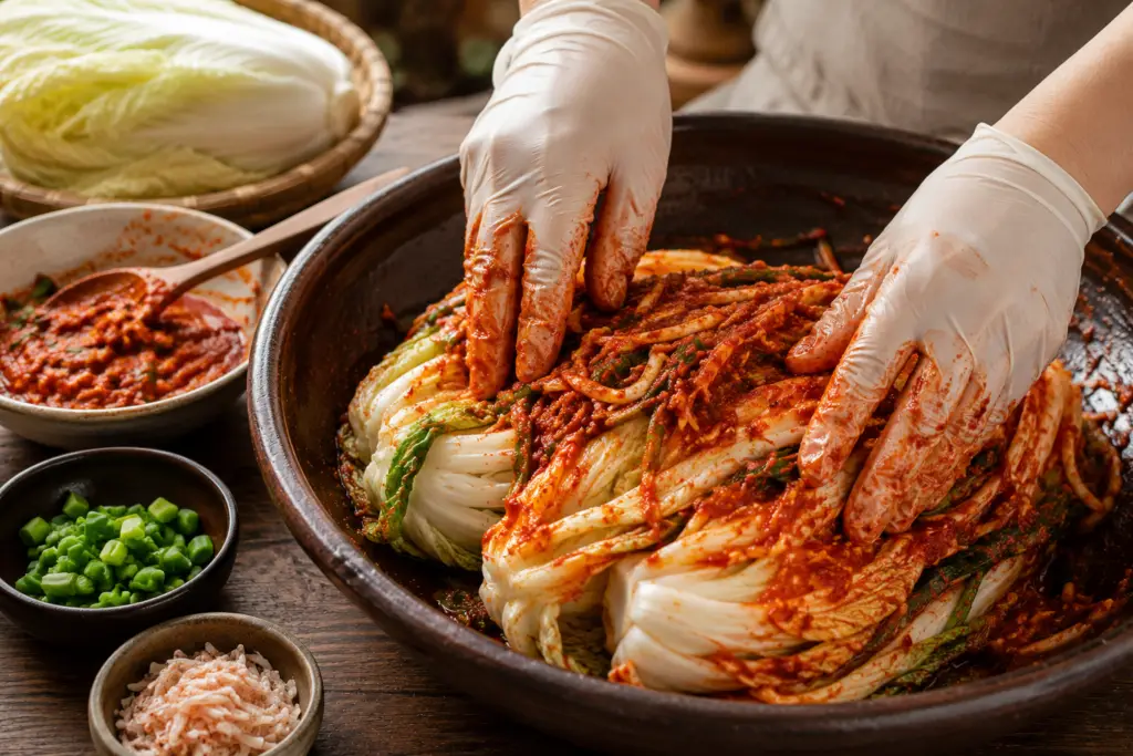 Kimchi no meio do processo